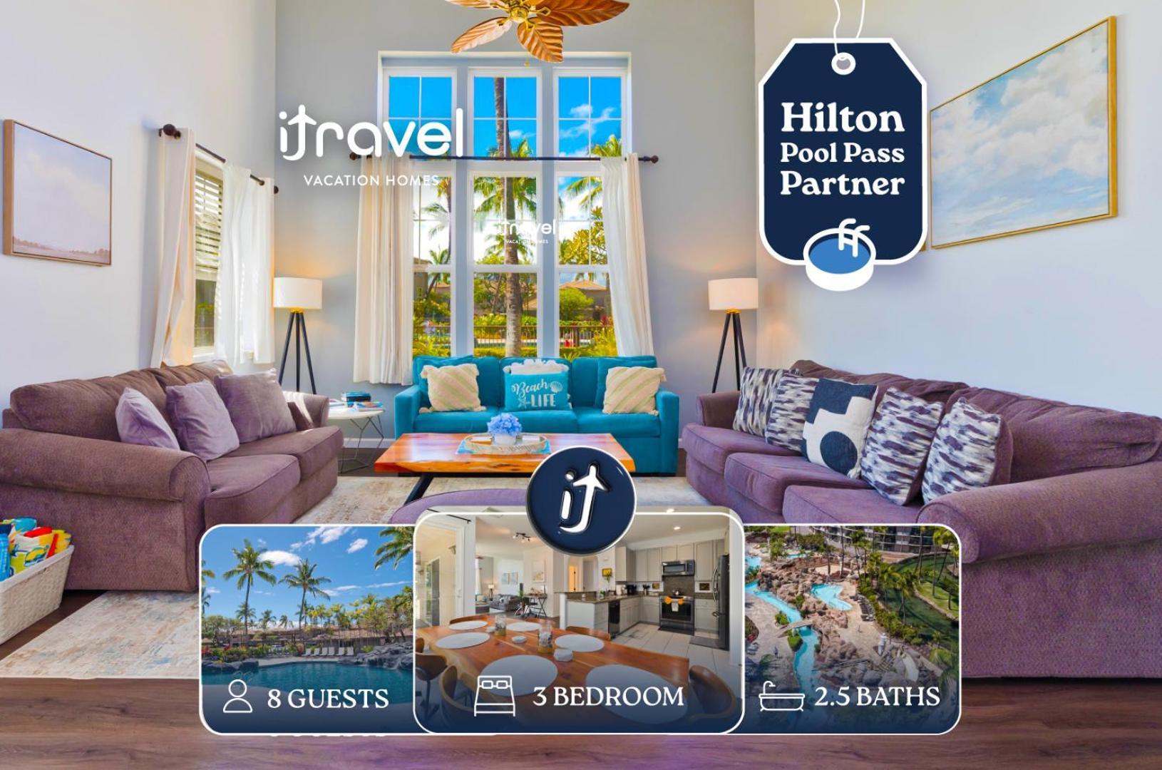 Hilton Pool Pass Included - Stylish Central Villa Mins To Beach Pool & Spa Waikoloa Eksteriør bilde